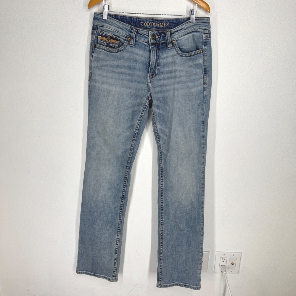 Cody James Mens Straight Leg Western Denim Jeans 32x34 Stretch Whiskered Ranch